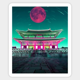 big pink full moon in china Sticker